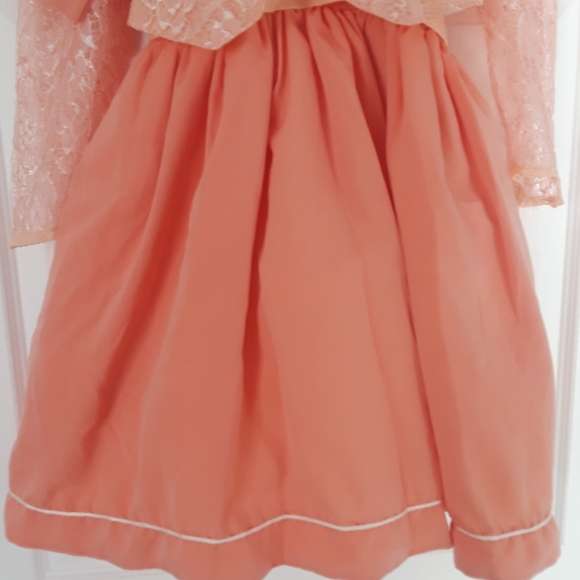 Girl' Peach Long Sleeve Lace Dress - Picture 5 of 10